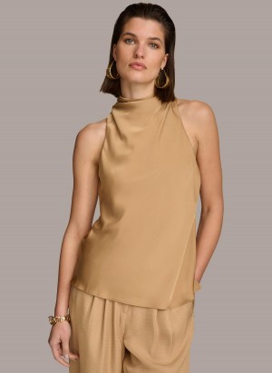 Sweaters and Tops Donna Karan High Drape Neck Aurii | RO_DK35405