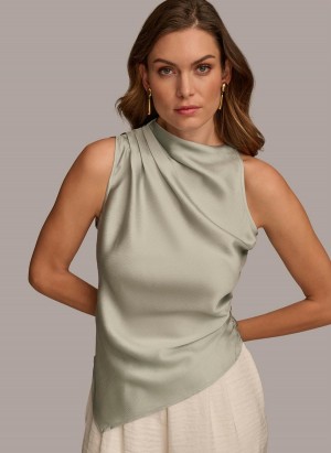 Sweaters and Tops Donna Karan Ruched With Angled Hem Gri | RO_DK90811