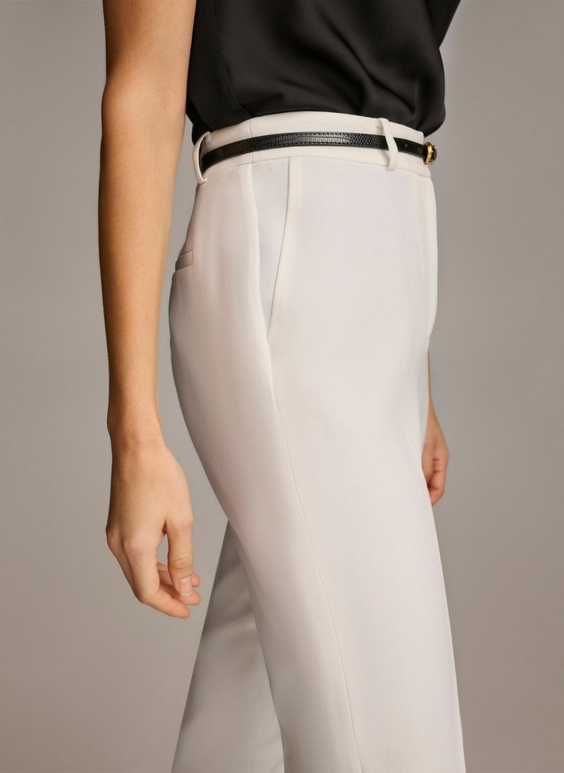 Pantaloni Donna Karan Drept With Belt Albi | RO_DK67044