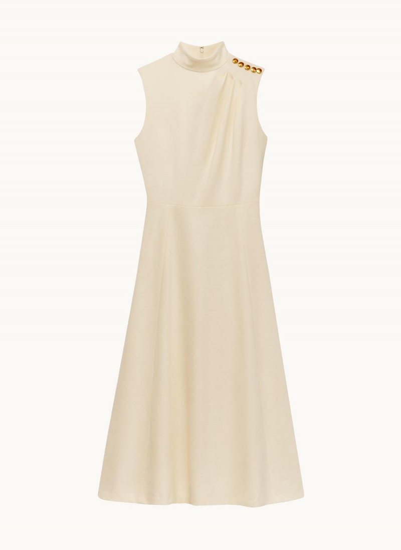 Rochie Donna Karan Mock Neck Midi Albi | RO_DK72173