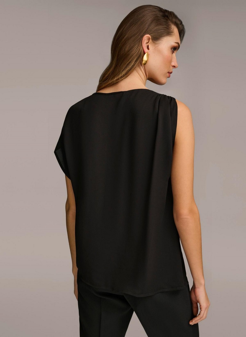 Sweaters and Tops Donna Karan Gathered Hardware Shoulder Negrii | RO_DK27416