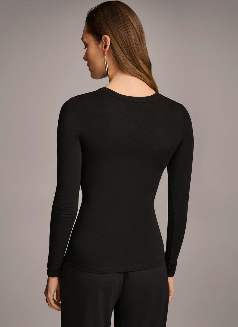 Sweaters and Tops Donna Karan Ruched Detail Negrii | RO_DK12117