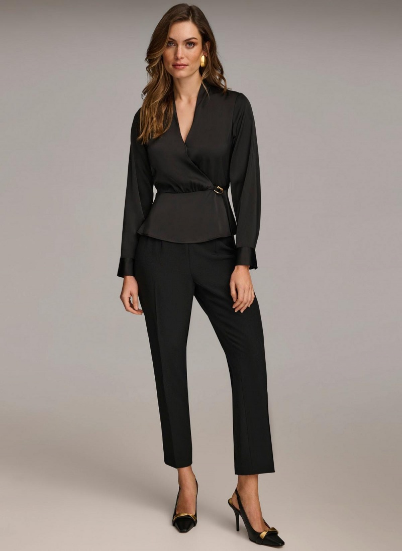 Sweaters and Tops Donna Karan Wrap Blouse With Tie Negrii | RO_DK14625